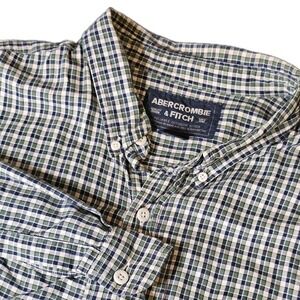 Vintage Abercrombie & Fitch Button Down Mens XL Green Gingham Plaid L/S cabin